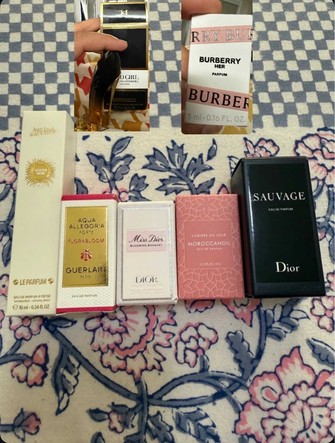Set of 5 Perfume Miniatures: Dior, Guerlain, Jean Paul Gaultier