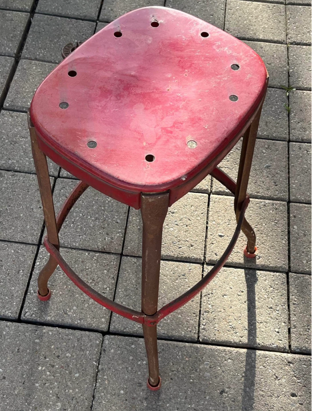 Red Metal Bar Stool - photo 2