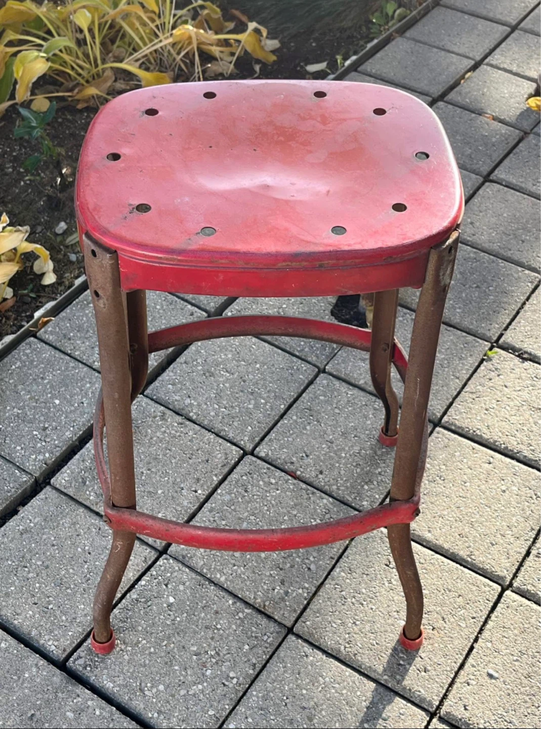 Red Metal Bar Stool