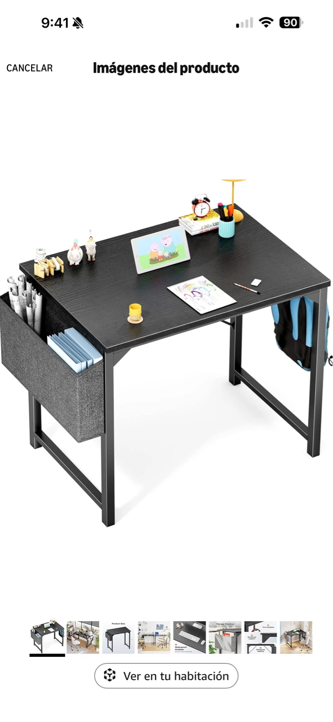 Black Compact Desk with Side Storage - photo 3