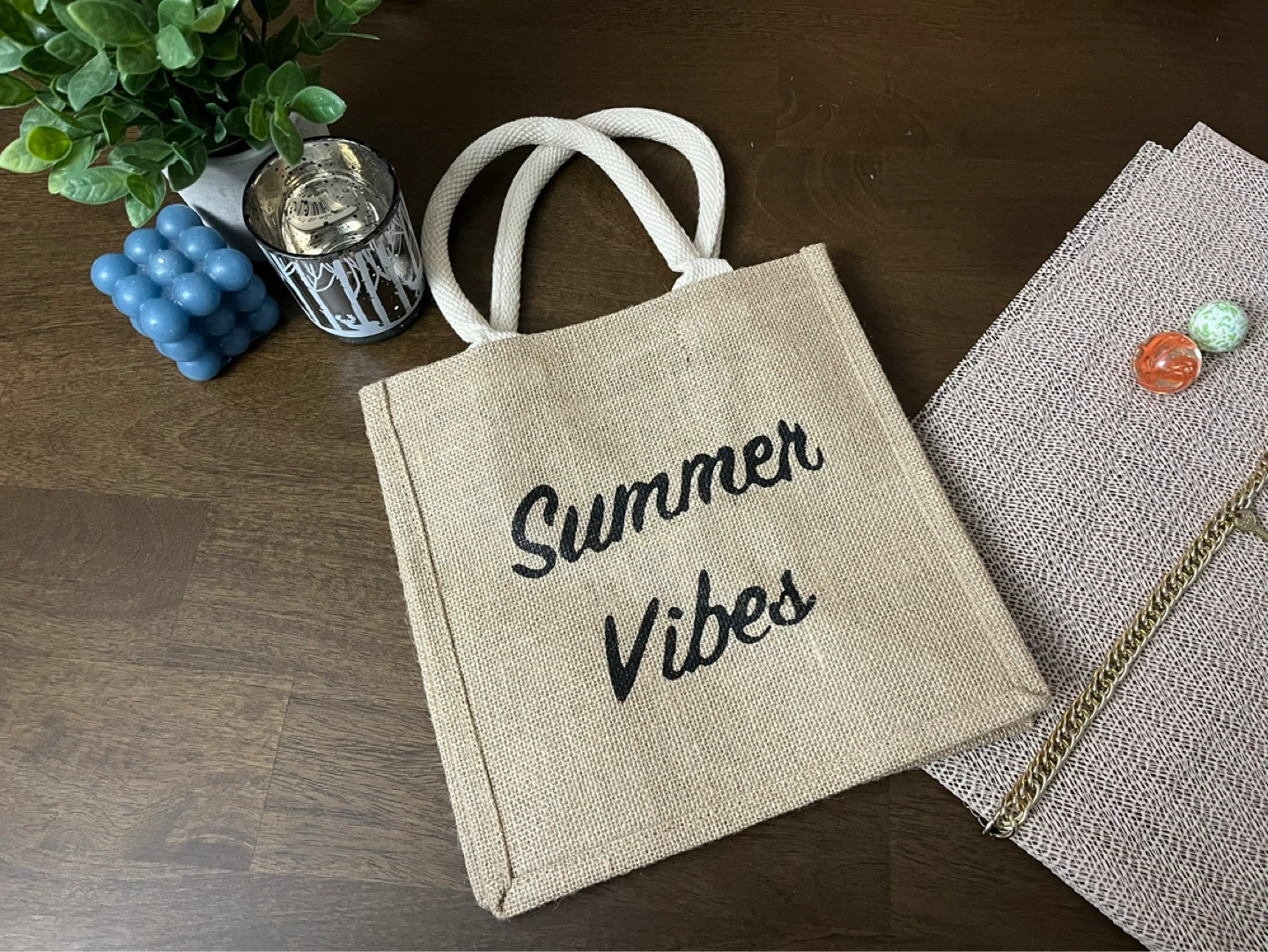 Jute Tote Bag - "Summer Vibes"