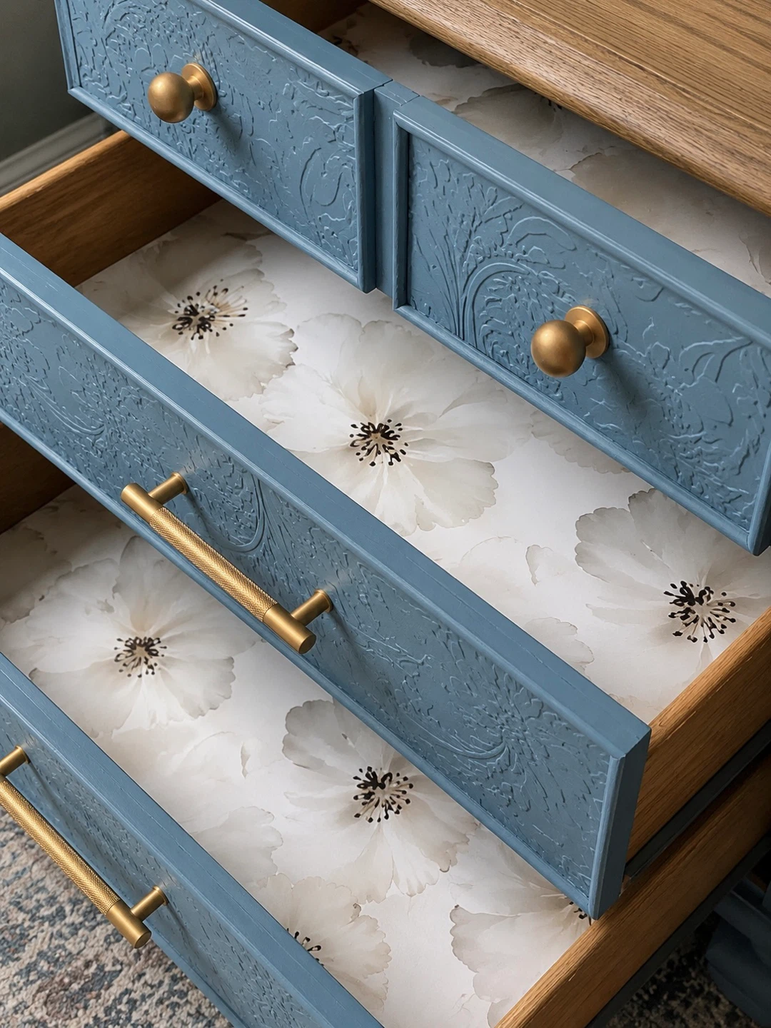 ✨ Refinished Solid Wood End Tables – Oak Tops & Lined Drawers ✨ - photo 4