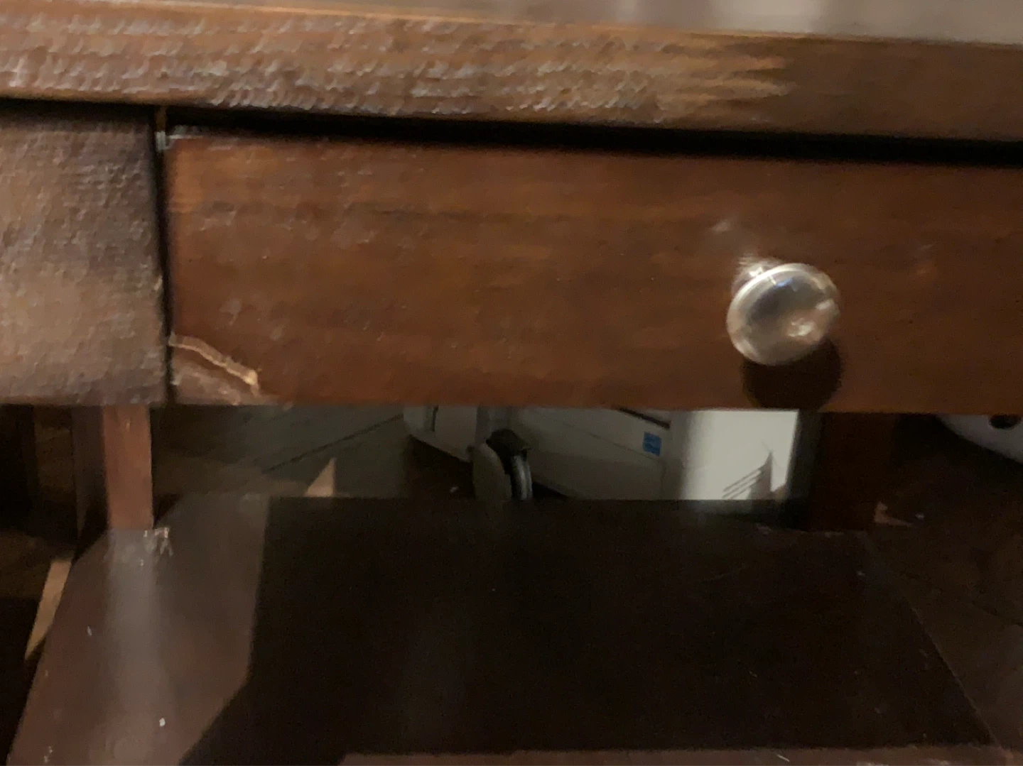 Dark Brown Wooden End Table with Drawer - photo 4