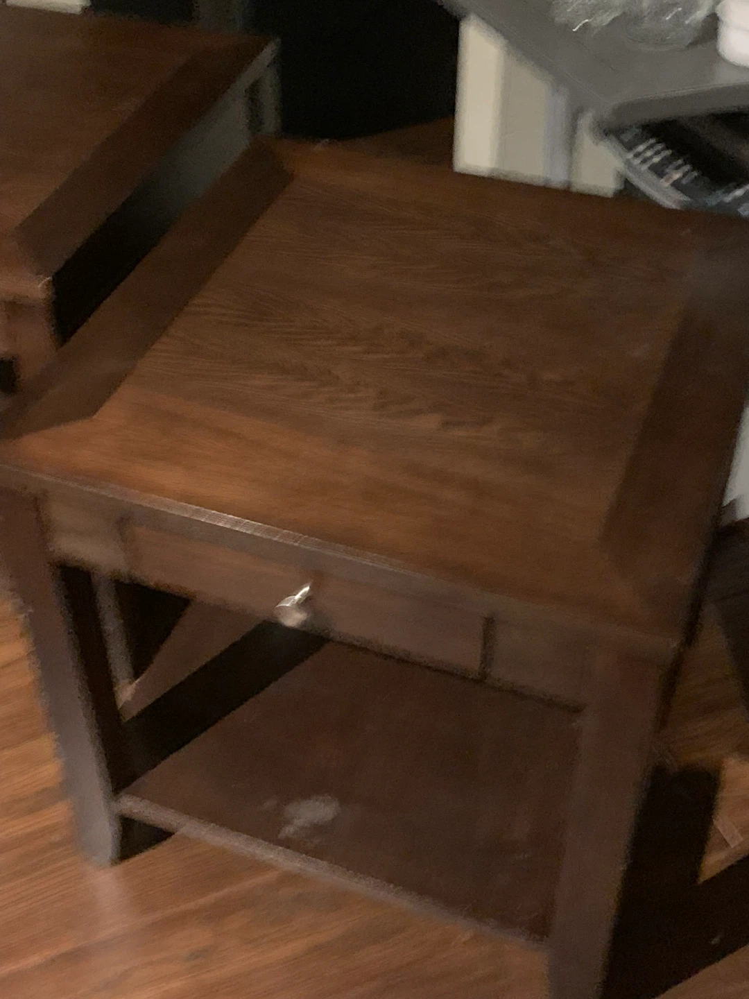 Dark Brown Wooden End Table with Drawer - photo 3