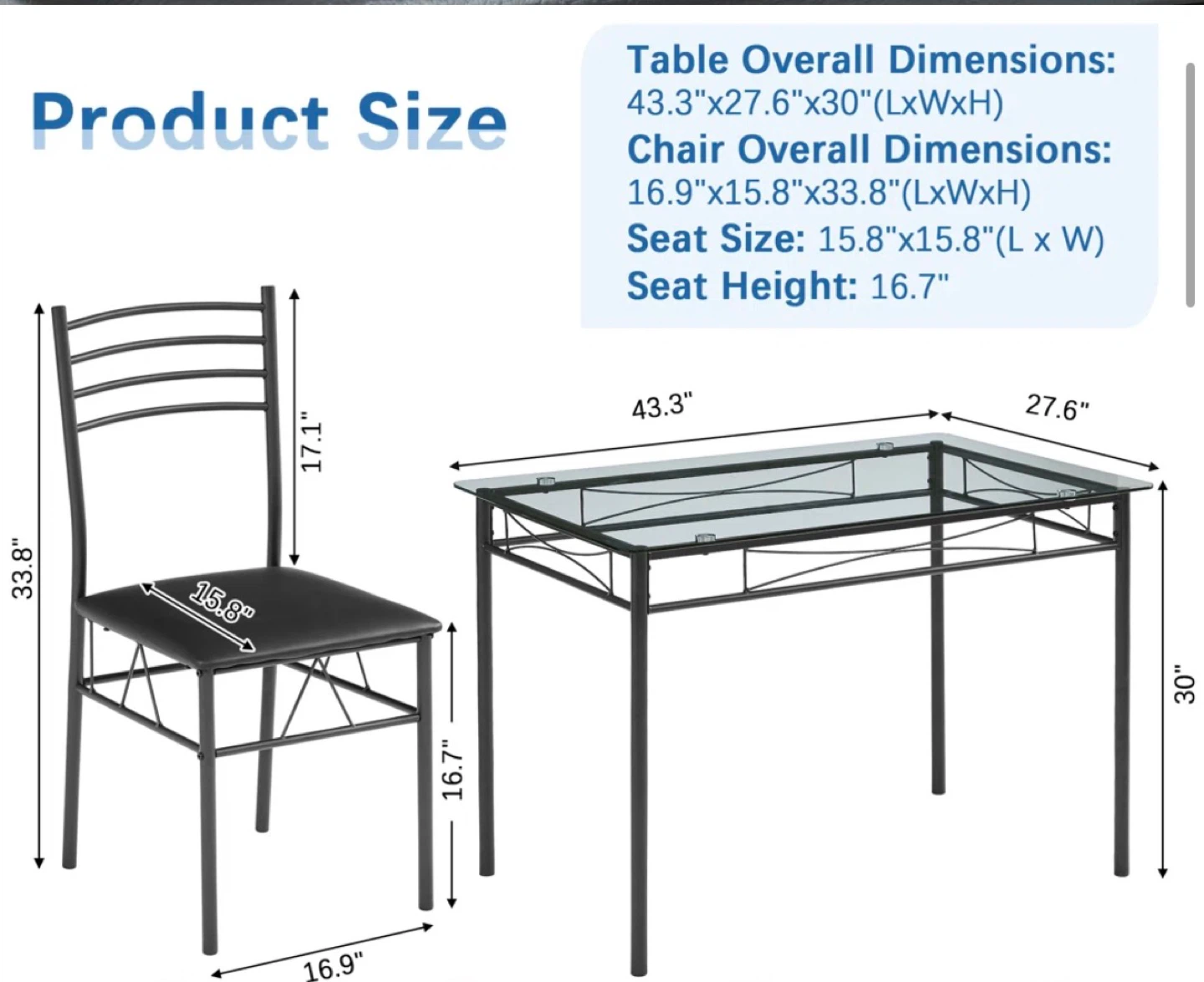Glass Top Dining Table and 4 Chairs