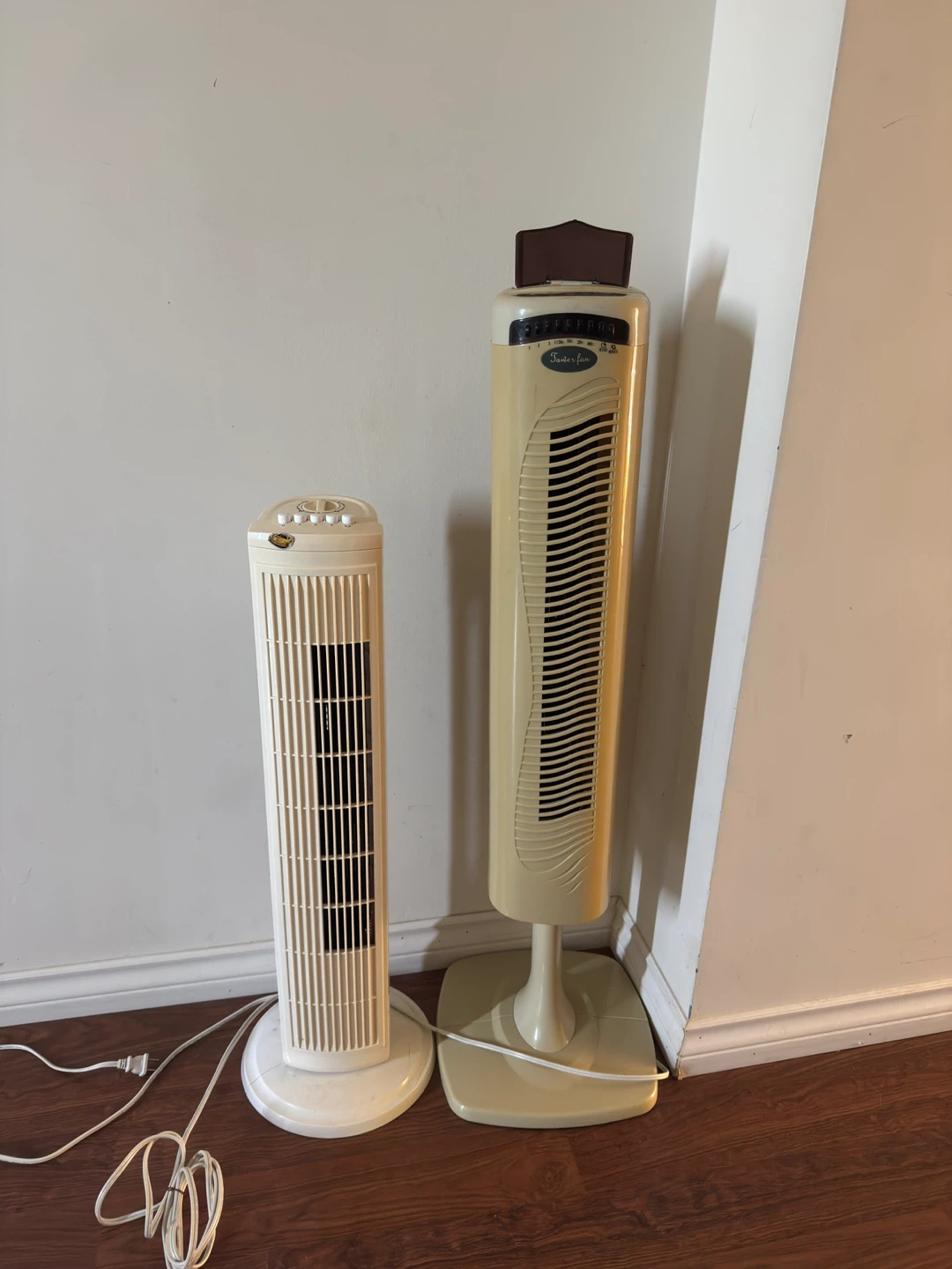 2 Tower Fans - White and Beige