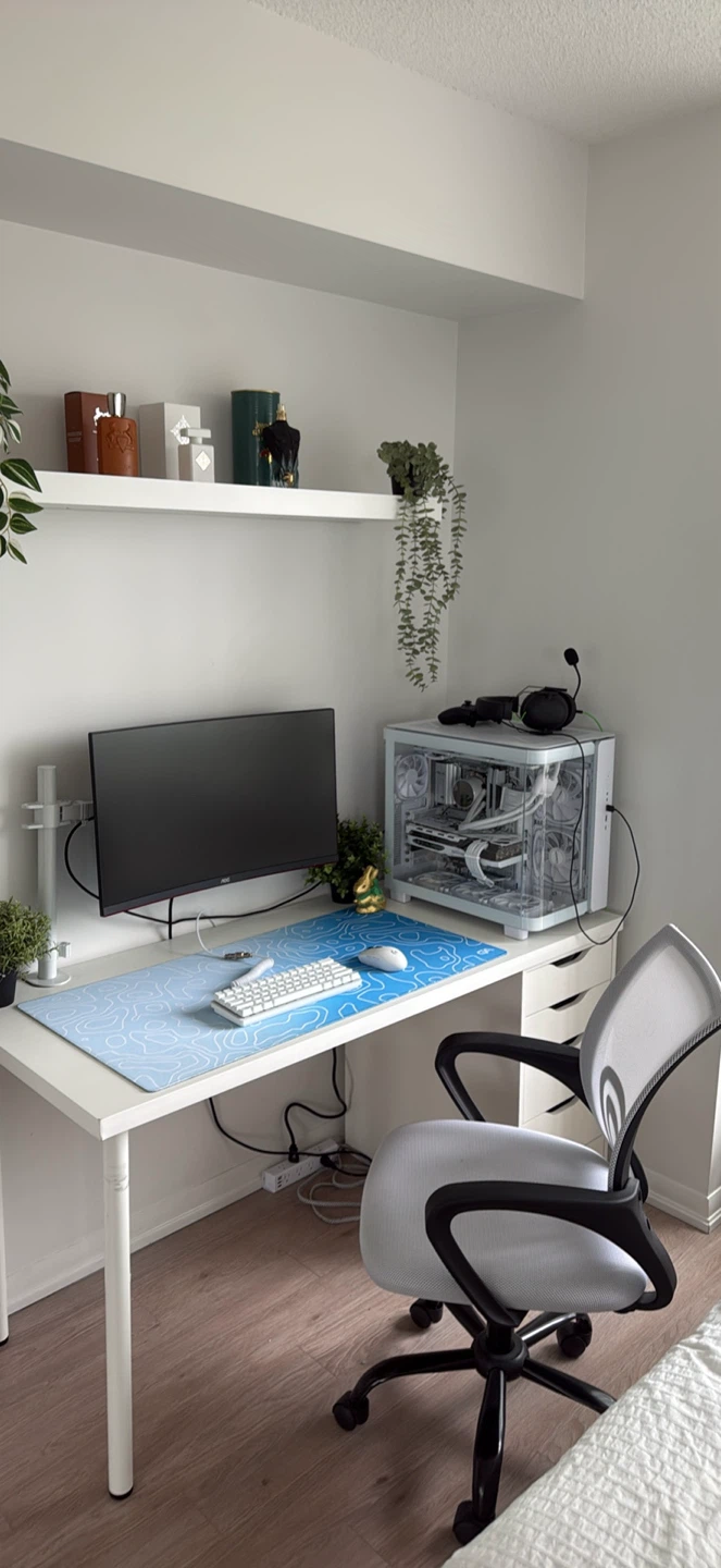 White Desk with gaming chair