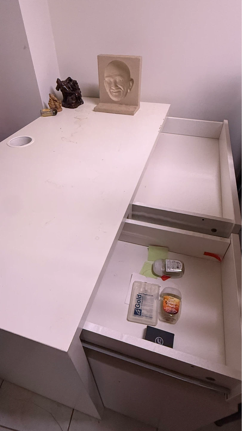 White Study Desk with Drawers - photo 5