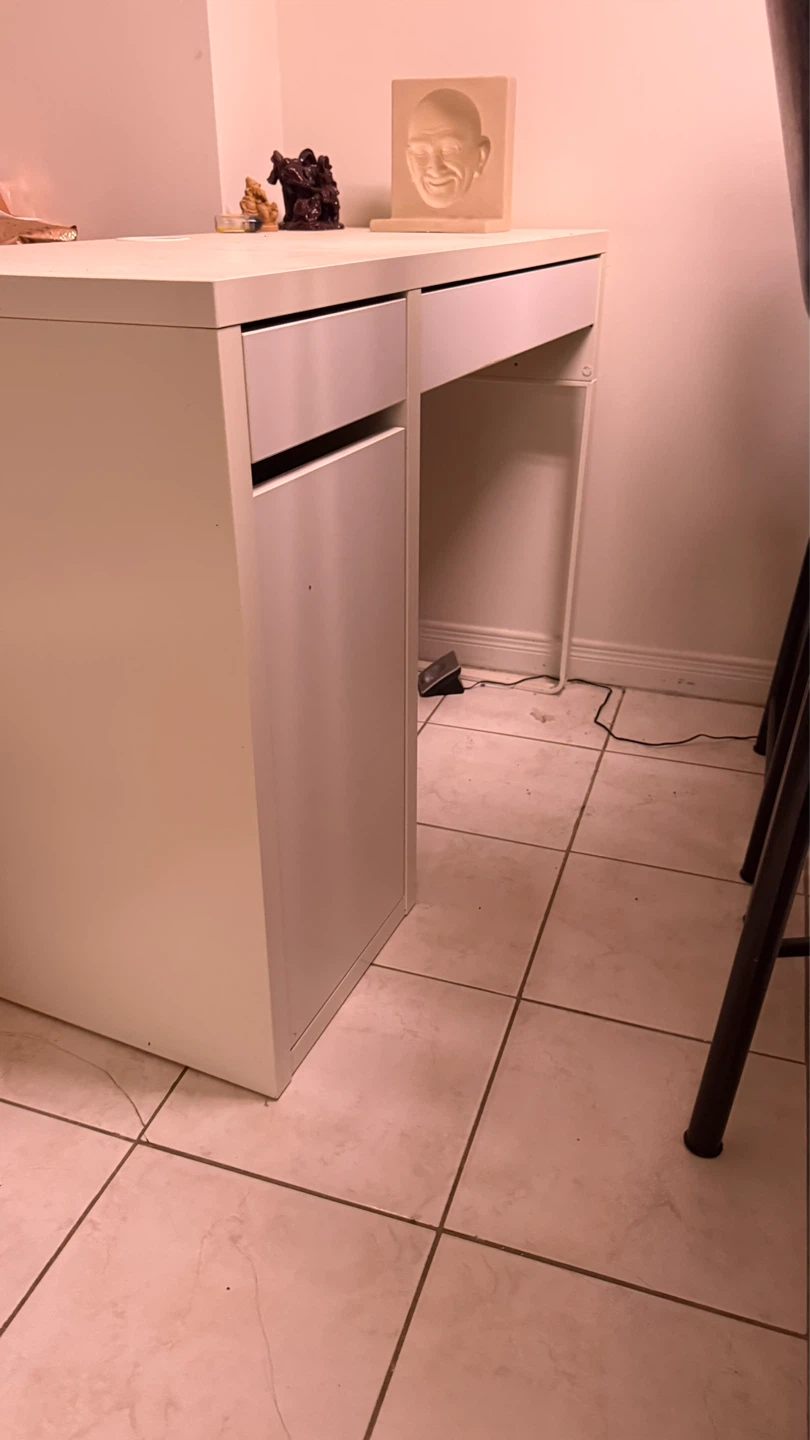 White Study Desk with Drawers
