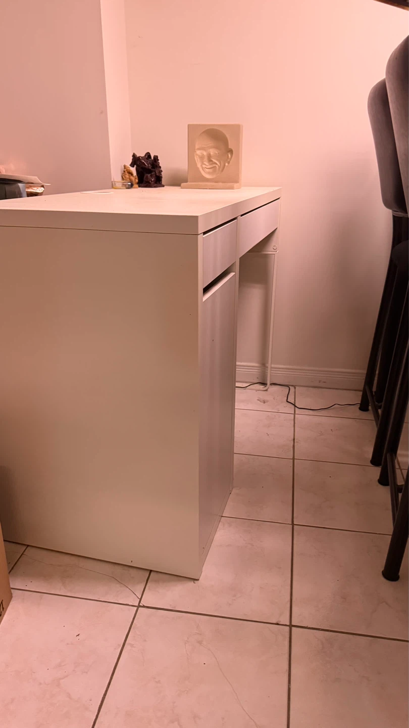 White Study Desk with Drawers - photo 2