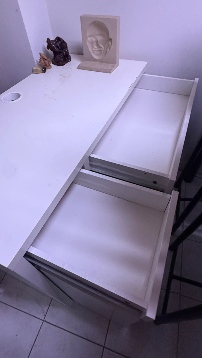 White Study Desk with Drawers - photo 3
