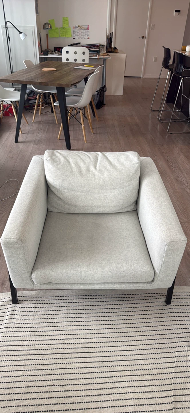 Cream Armchair with Black Legs - photo 2