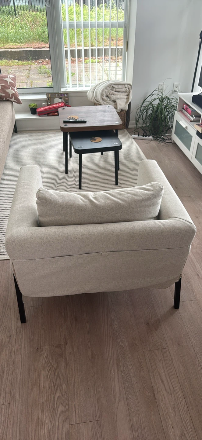 Cream Armchair with Black Legs