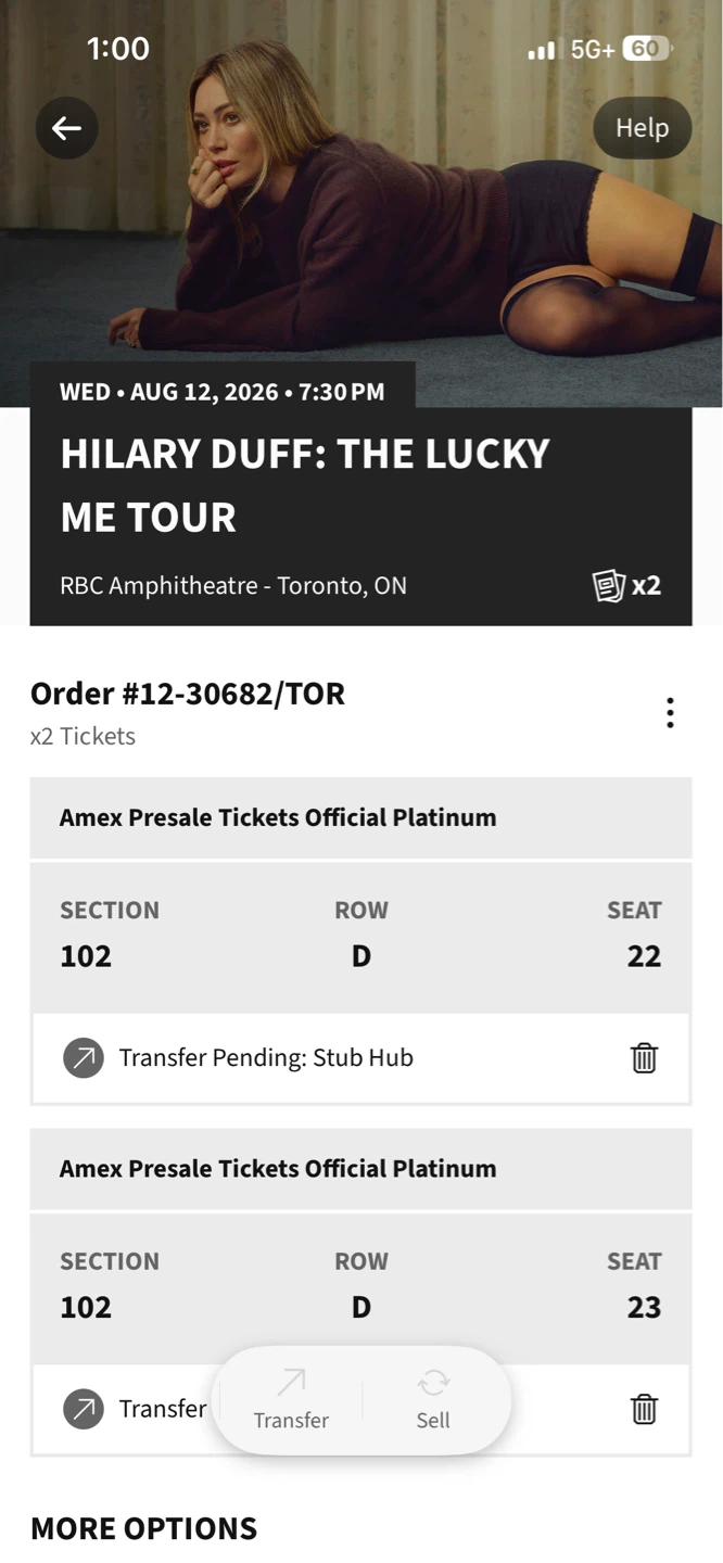 2x Hilary Duff The Lucky Me Tour Tickets - Aug 12, 2026 Toronto