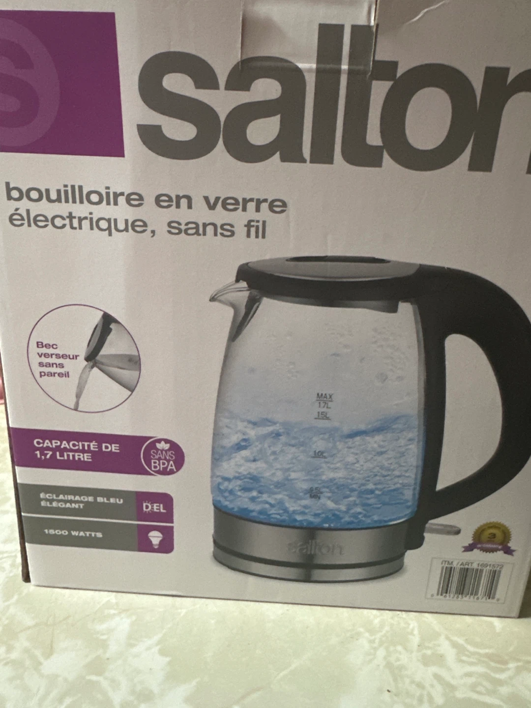 Salton Electric Glass Kettle 1.7L Cordless