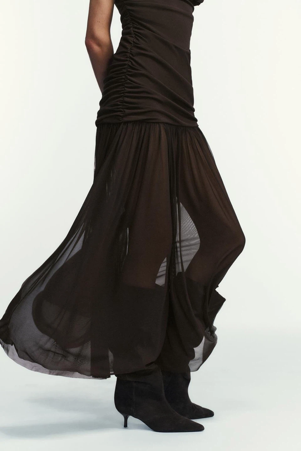 Zara NWT Ruched Mesh Gown Dress XL - photo 5