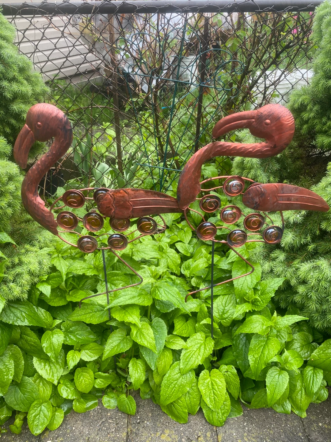 Flamingo Garden Stake with Glass Accents