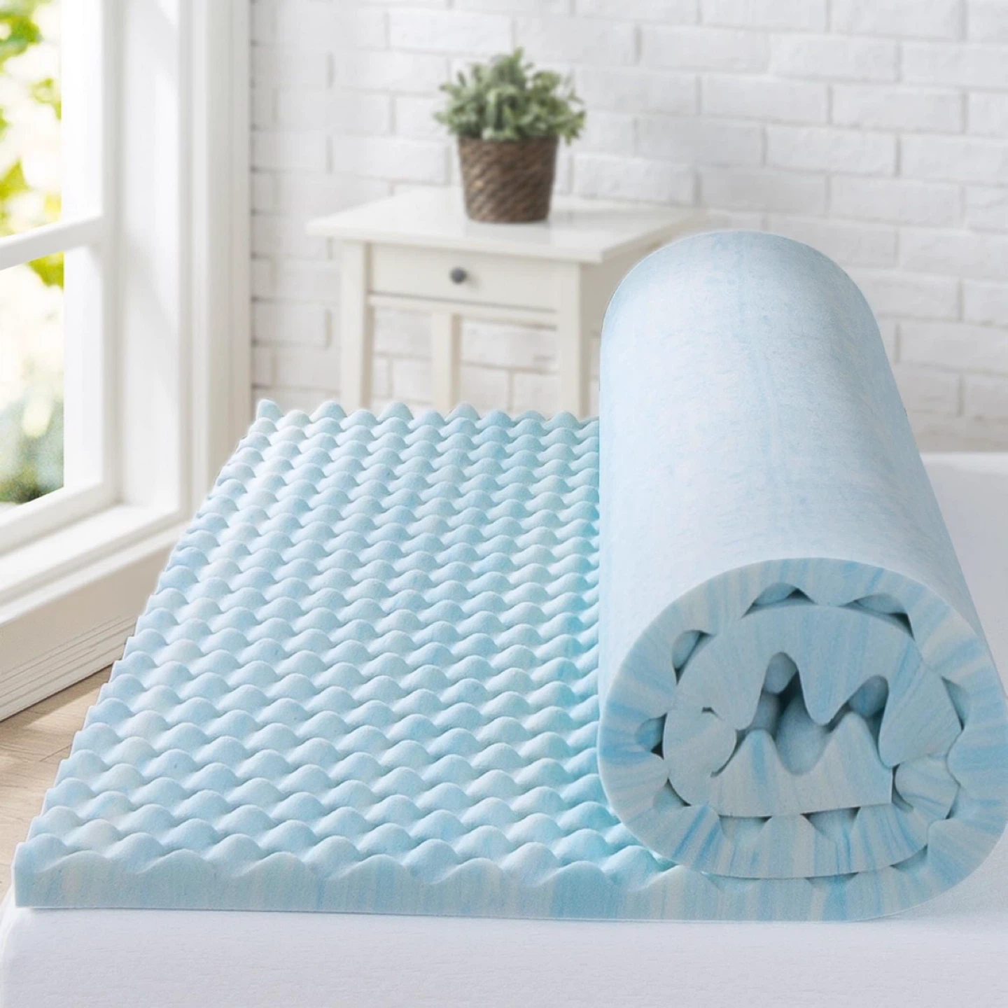 Zinus Blue Cooling Gel Memory Foam  king Mattress Topper - photo 3