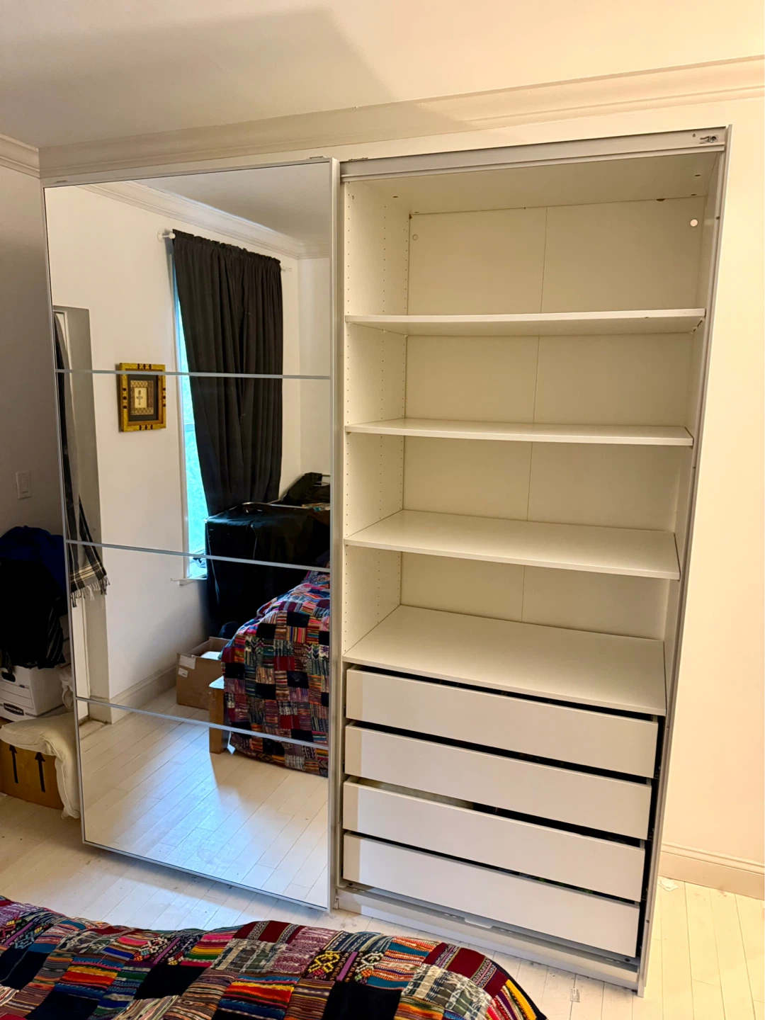 IKEA Pax White Wardrobe with Mirrored Doors