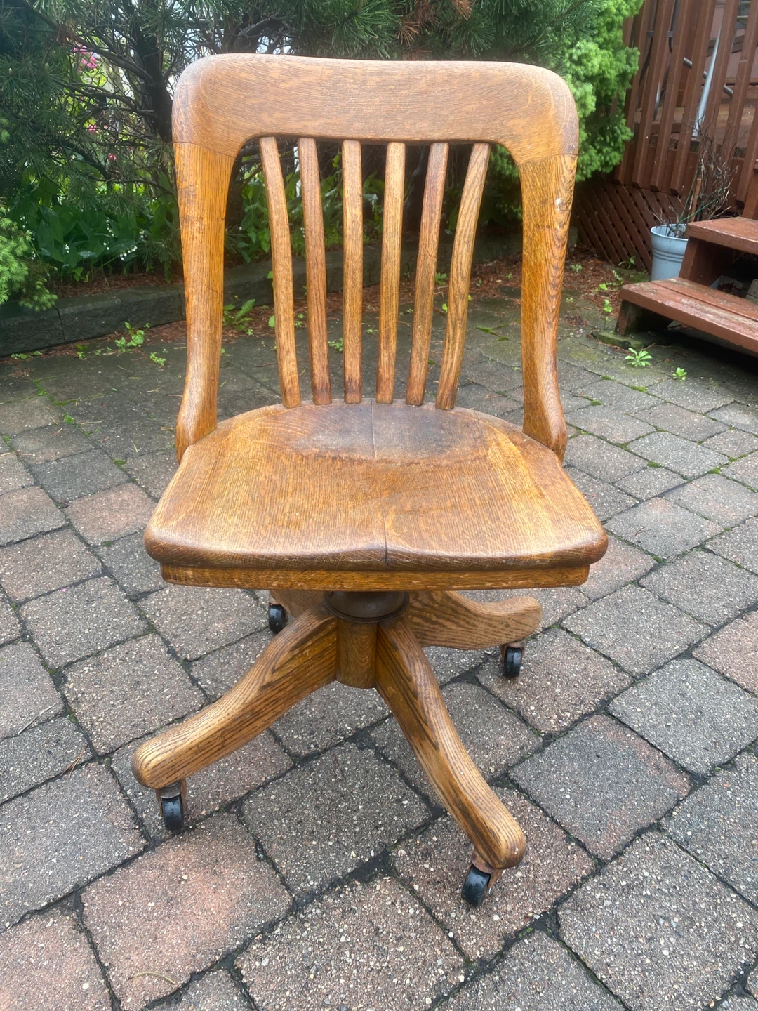 Vintage Oak Swivel Office Chair