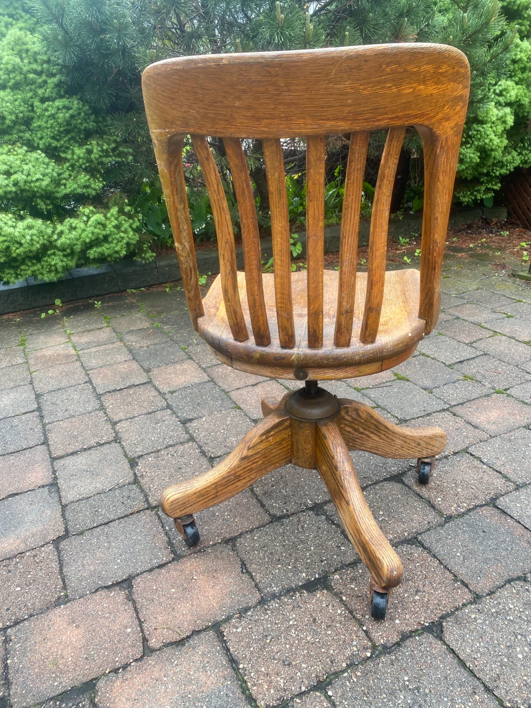 Vintage Oak Swivel Office Chair - photo 2