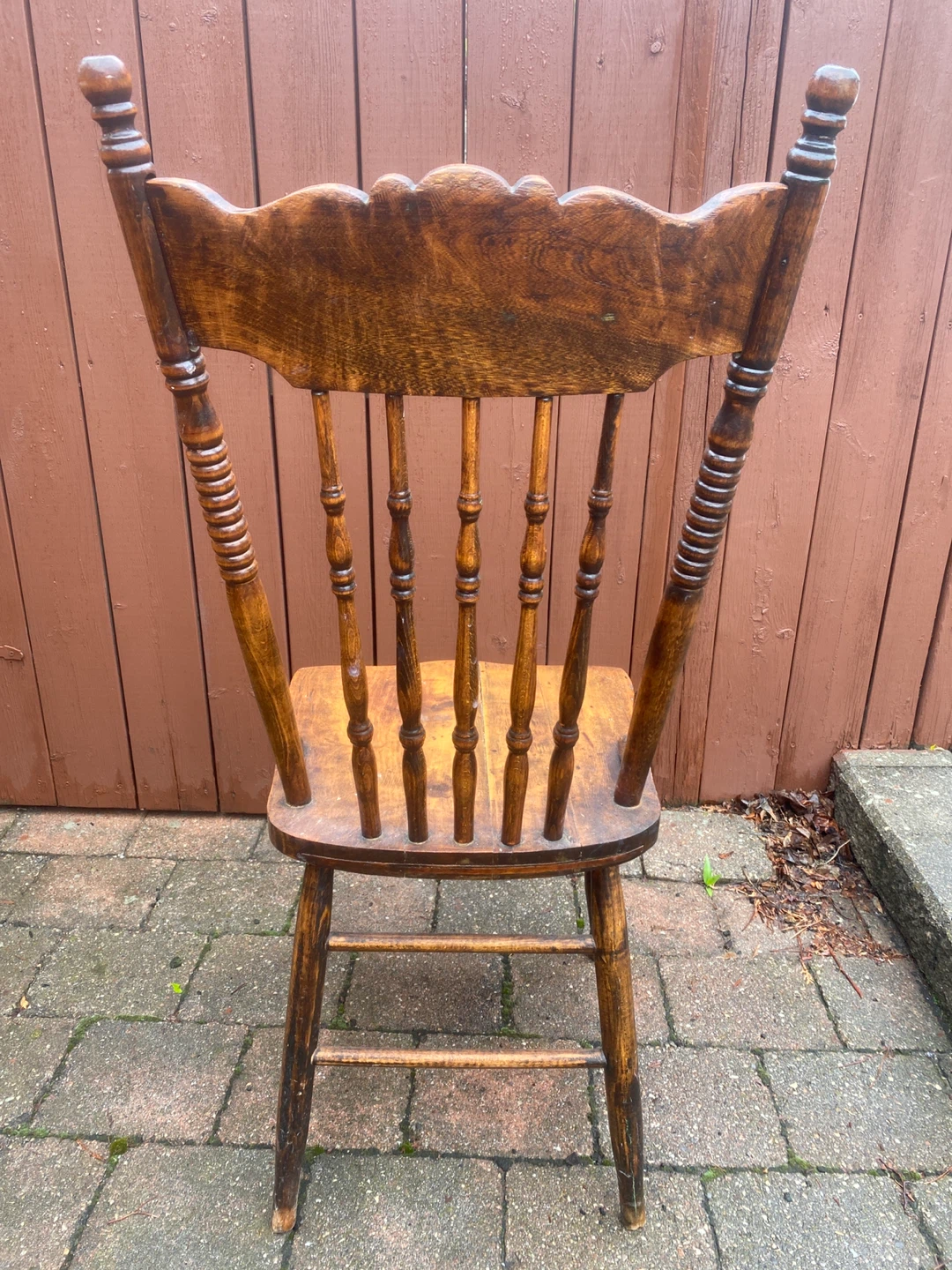 Vintage Wood Chair with Carved Face Detail - photo 3