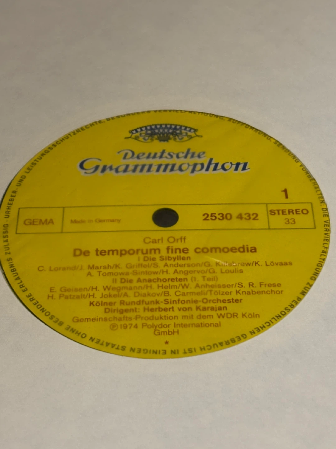 Carl Orff De temporum fine comoedia Vinyl Record - photo 2