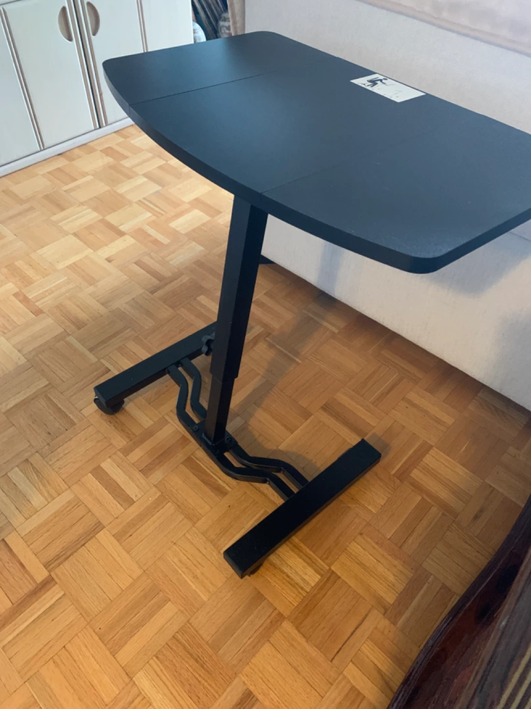 Adjustable Black Overbed Table with Wheels - photo 2