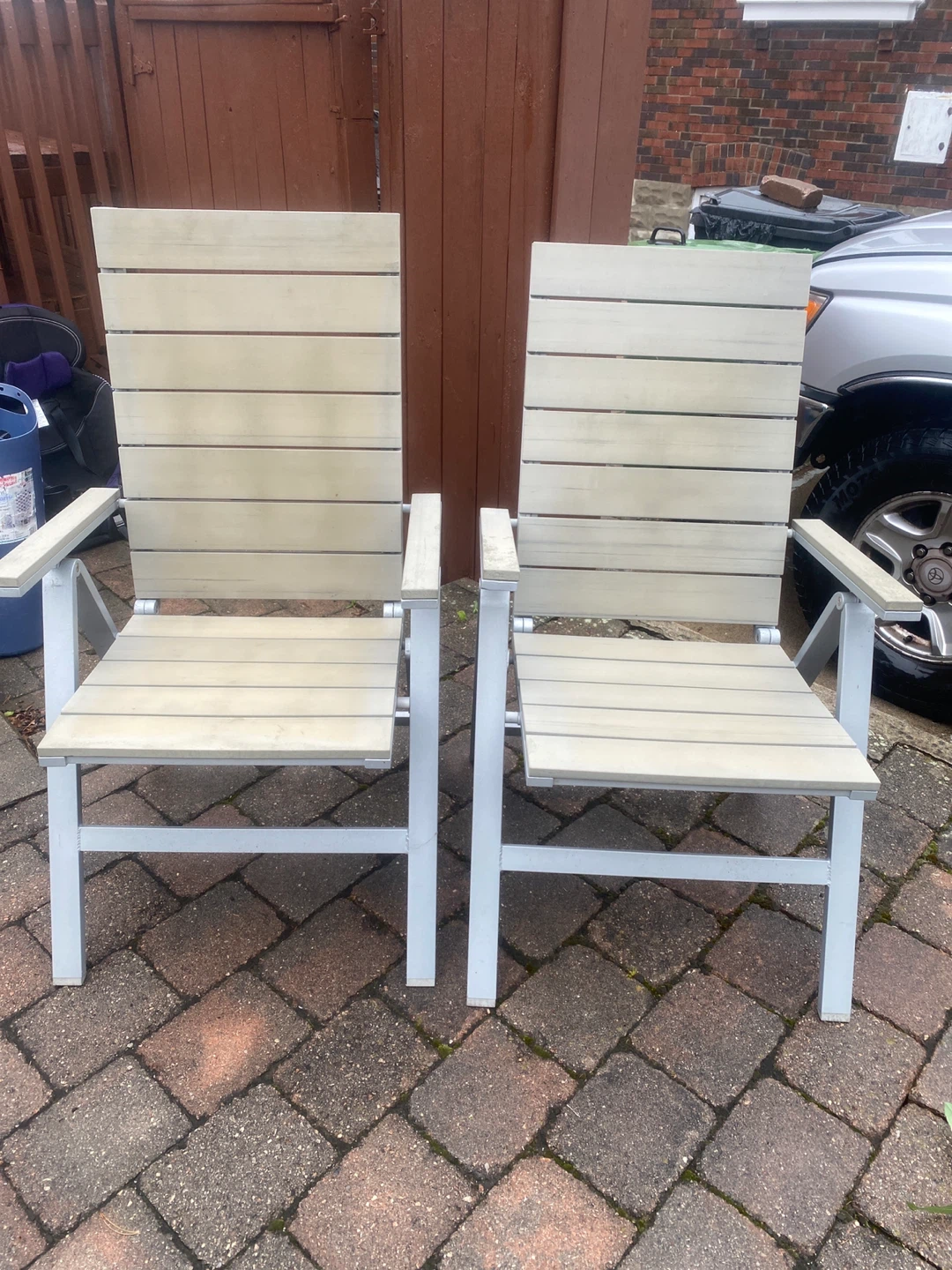 Pair of Outdoor Folding Chairs with Cushions