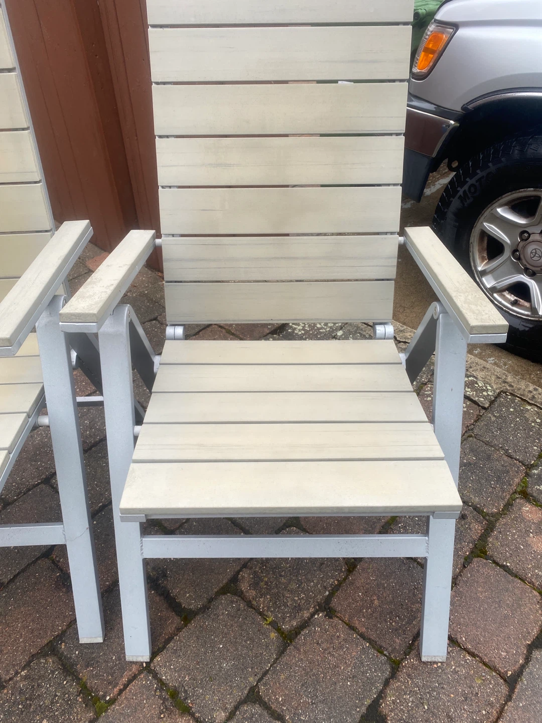 Pair of Outdoor Folding Chairs with Cushions - photo 2