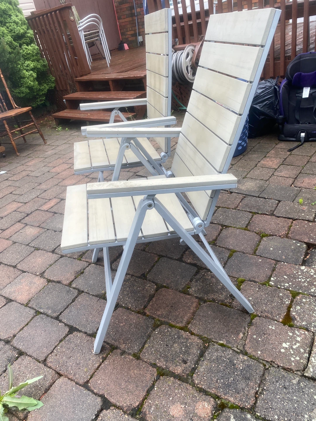 Pair of Outdoor Folding Chairs with Cushions - photo 3