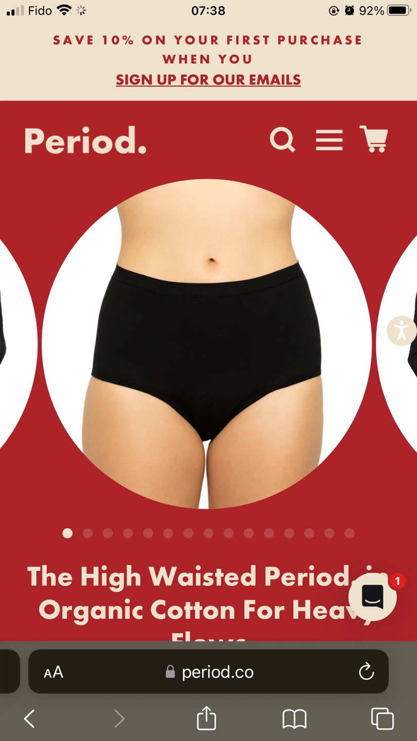 NEW High Waisted Period. Organic Cotton Briefs for Heavy Flows
