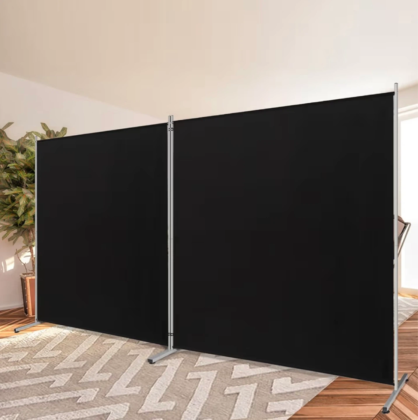 Black 4-Panel Room Divider Screen - photo 2