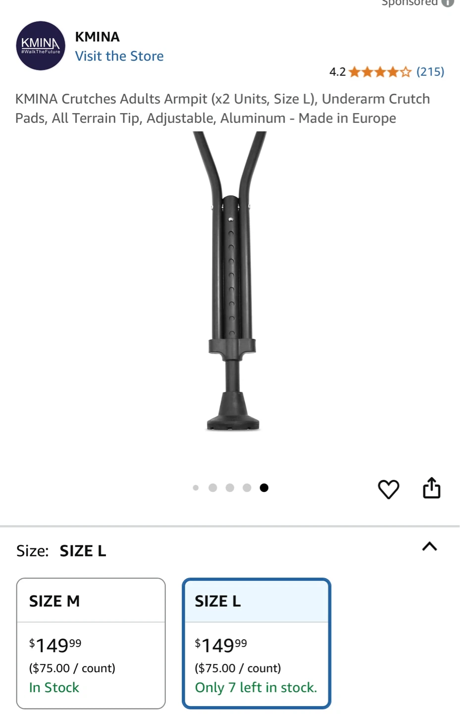 KMINA Crutches Adults (2 Units, Size L) - photo 5