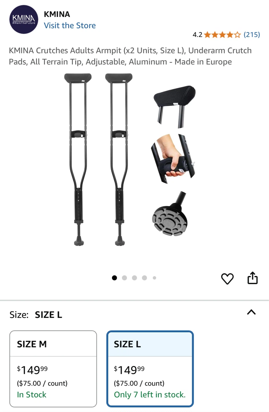 KMINA Crutches Adults (2 Units, Size L) - photo 4