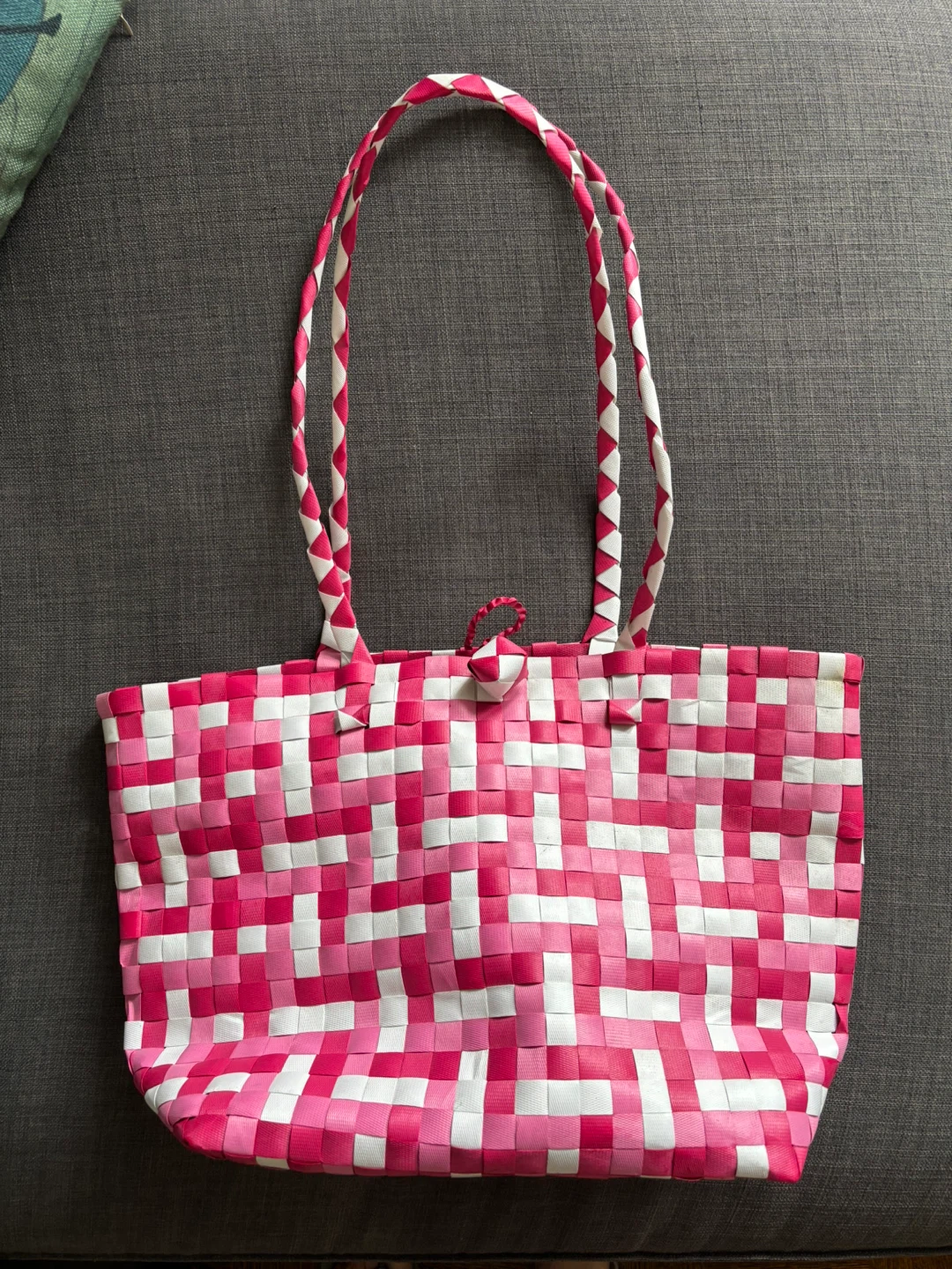 FREE Pink and White Woven Tote Bag