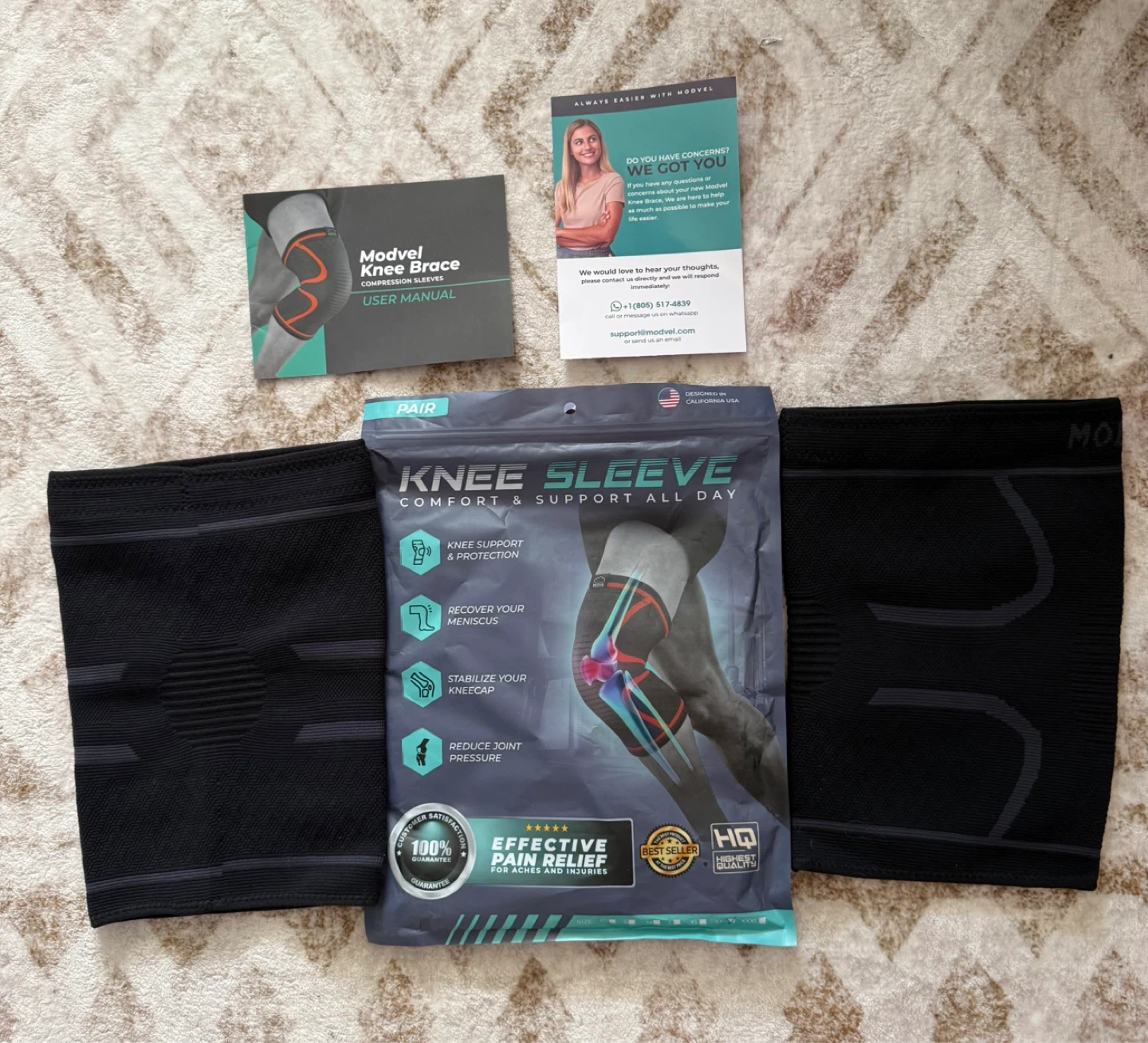 Modvel Knee Sleeve Compression Pair - Black