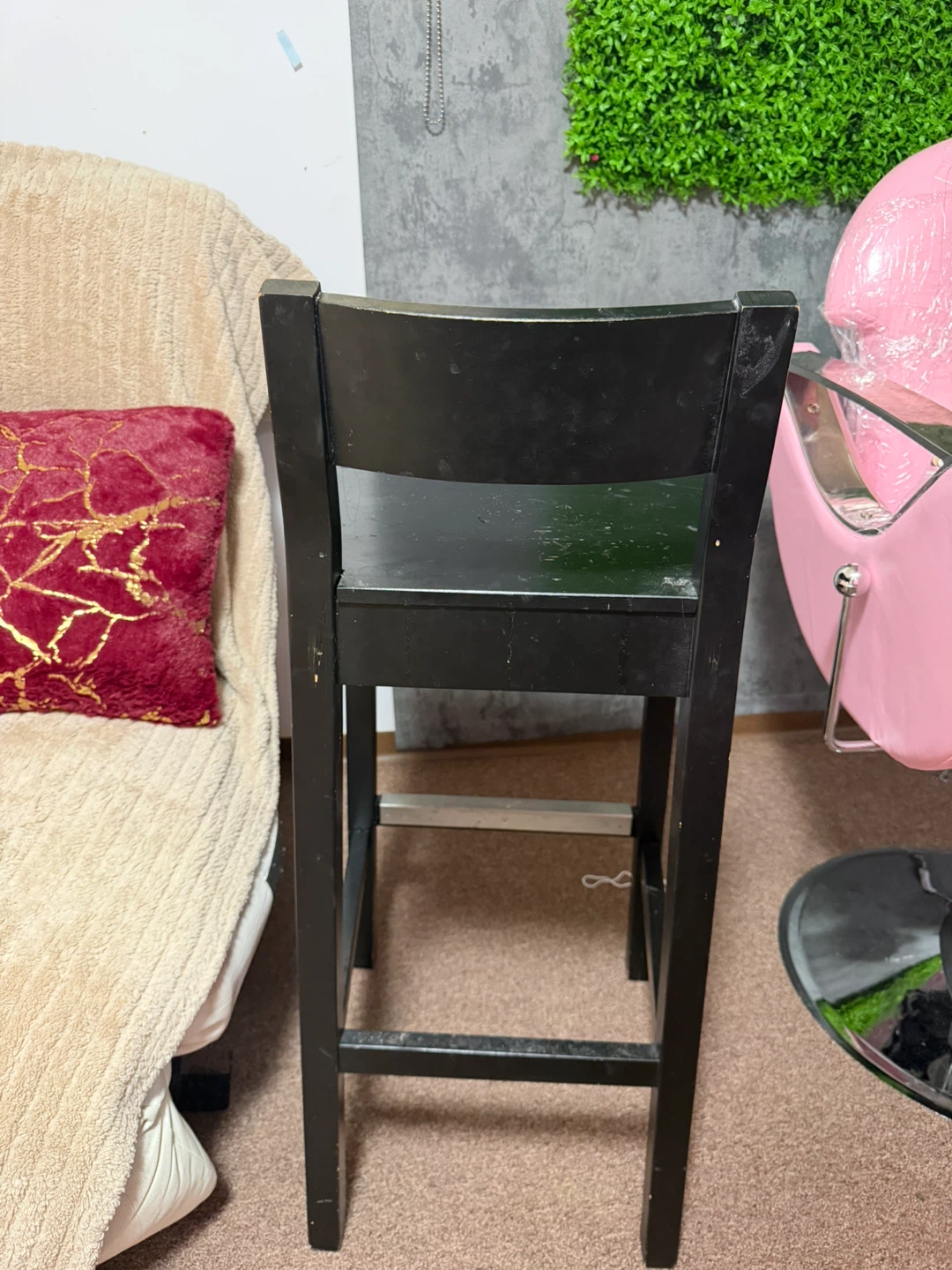 Black Bar Stool with Back - photo 4