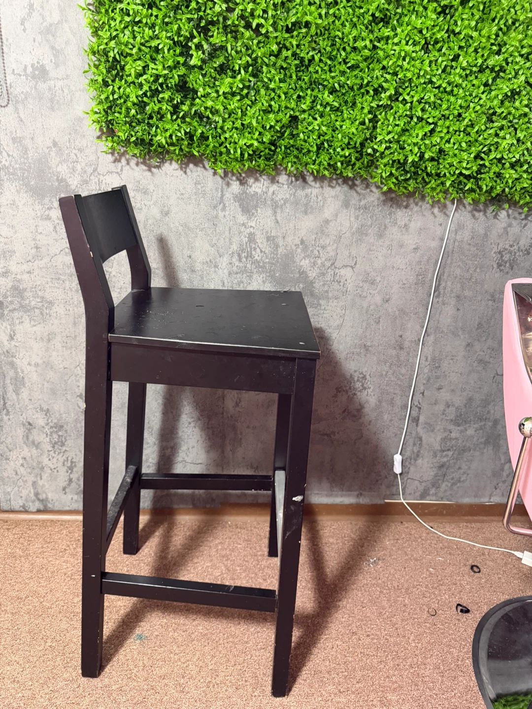 Black Bar Stool with Back - photo 2
