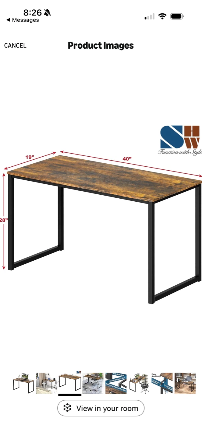 Rustic Wood Grain Desk with Black Metal Frame