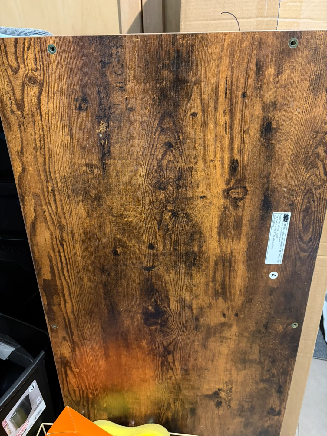 Rustic Wood Grain Desk with Black Metal Frame - photo 2