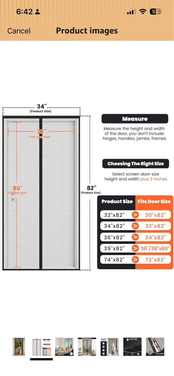 Magnetic Screen Door 34"x82" - Black