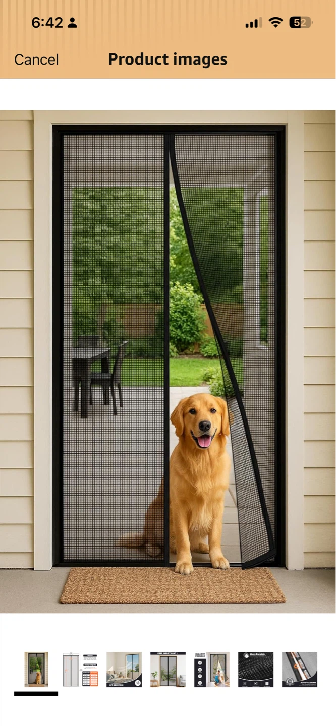 Magnetic Screen Door 34"x82" - Black - photo 2