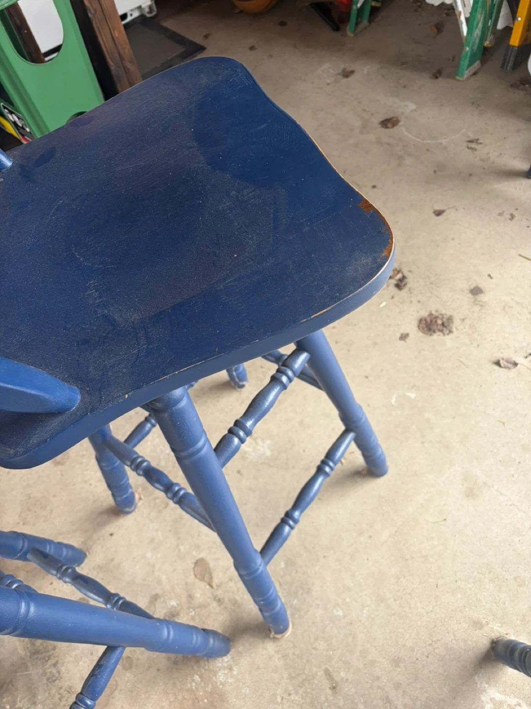 4 Blue Wooden Bar Stools
