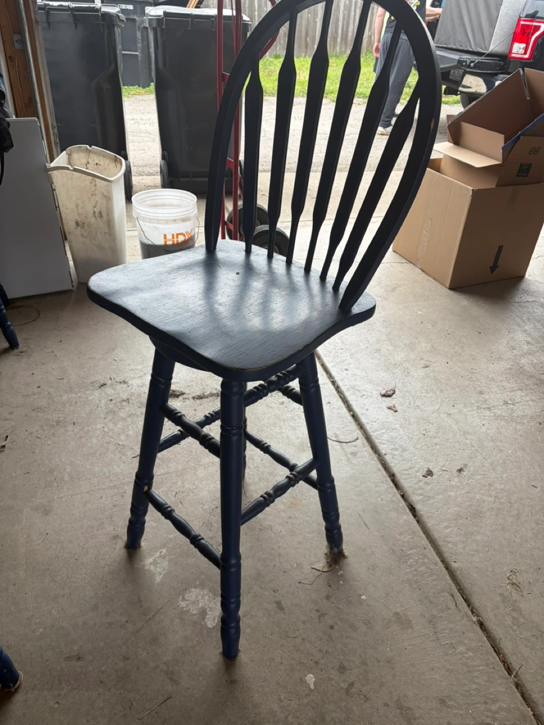 4 Blue Wooden Bar Stools - photo 2