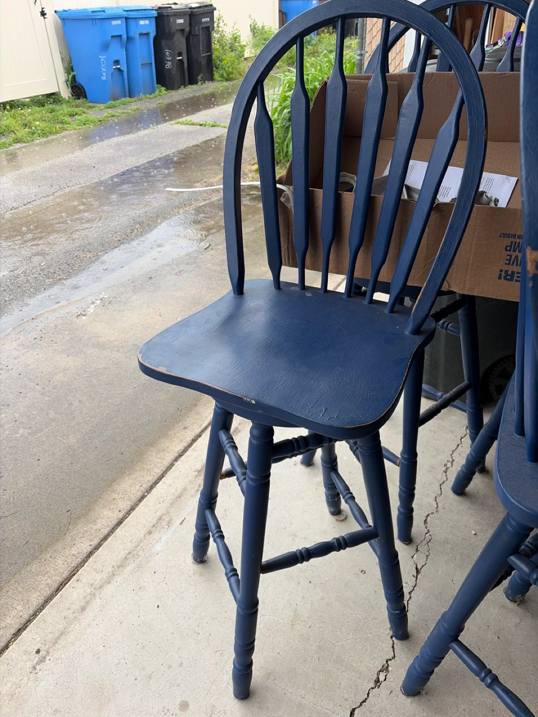 4 Blue Wooden Bar Stools - photo 3