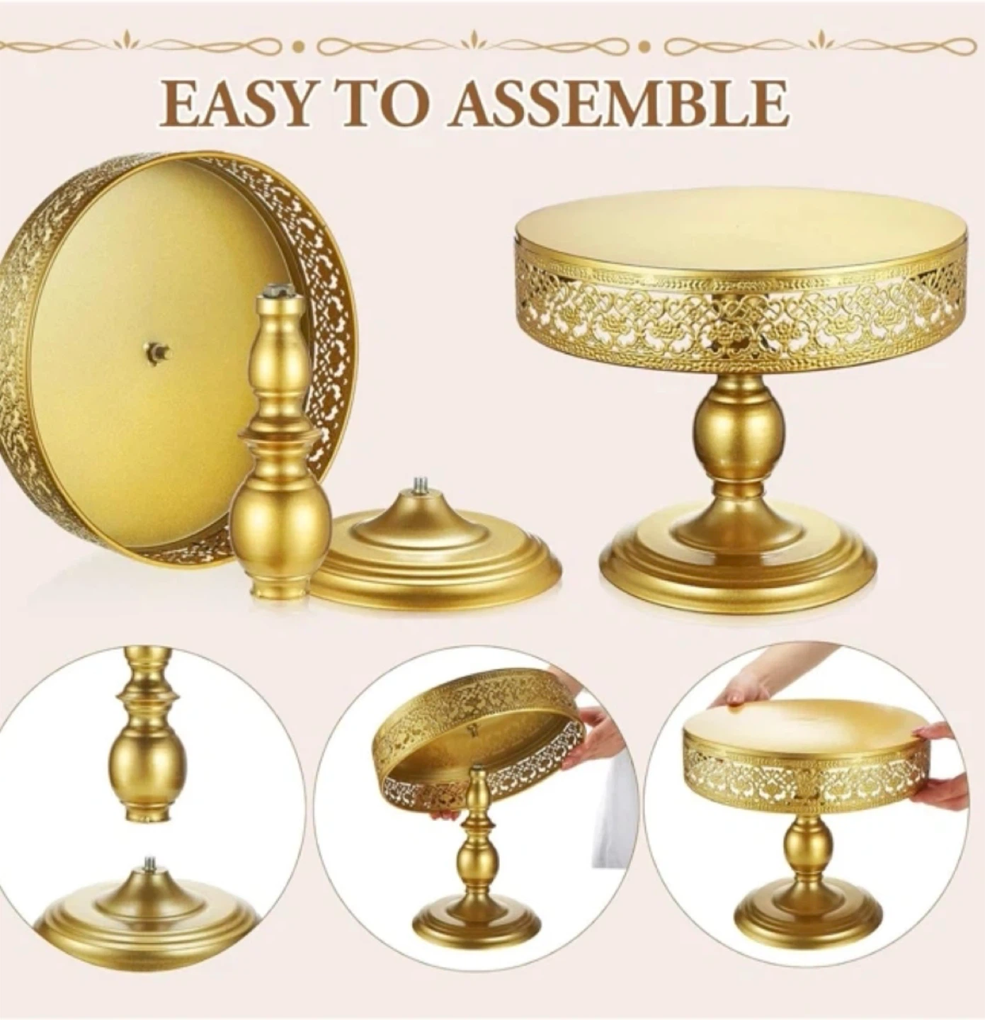 Gold Cake Stand Set - Decorative Dessert Display - photo 2