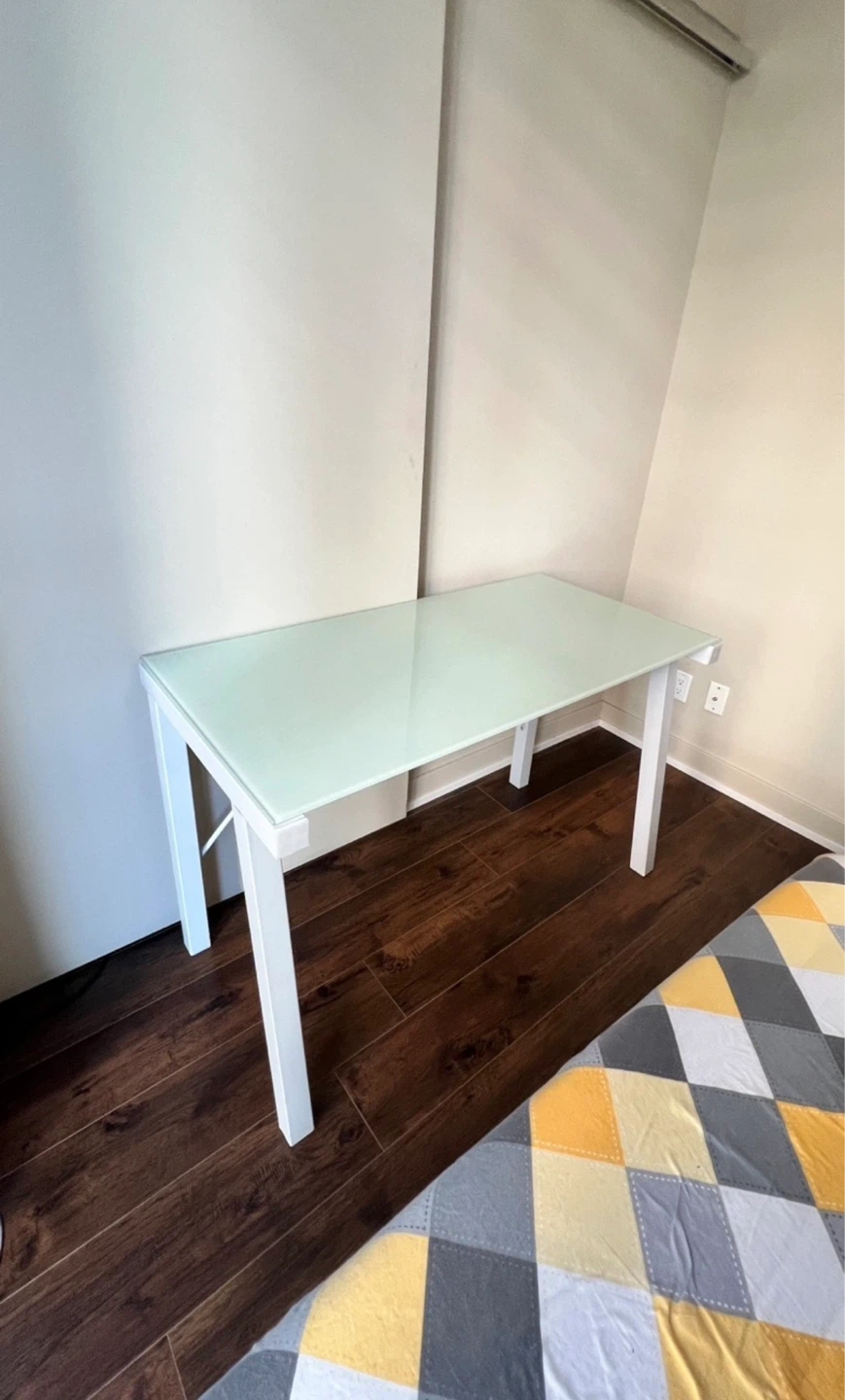 White Glass Top Desk