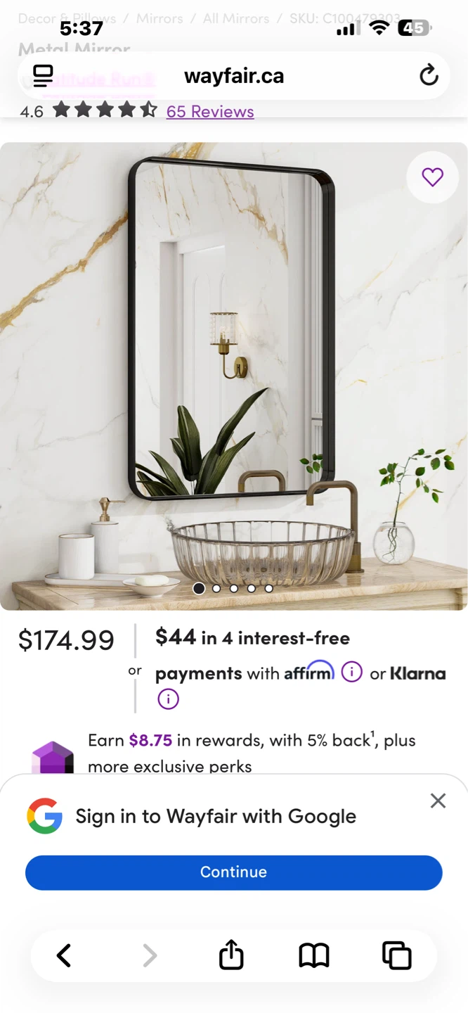 Metal Frame Mirror - Black new