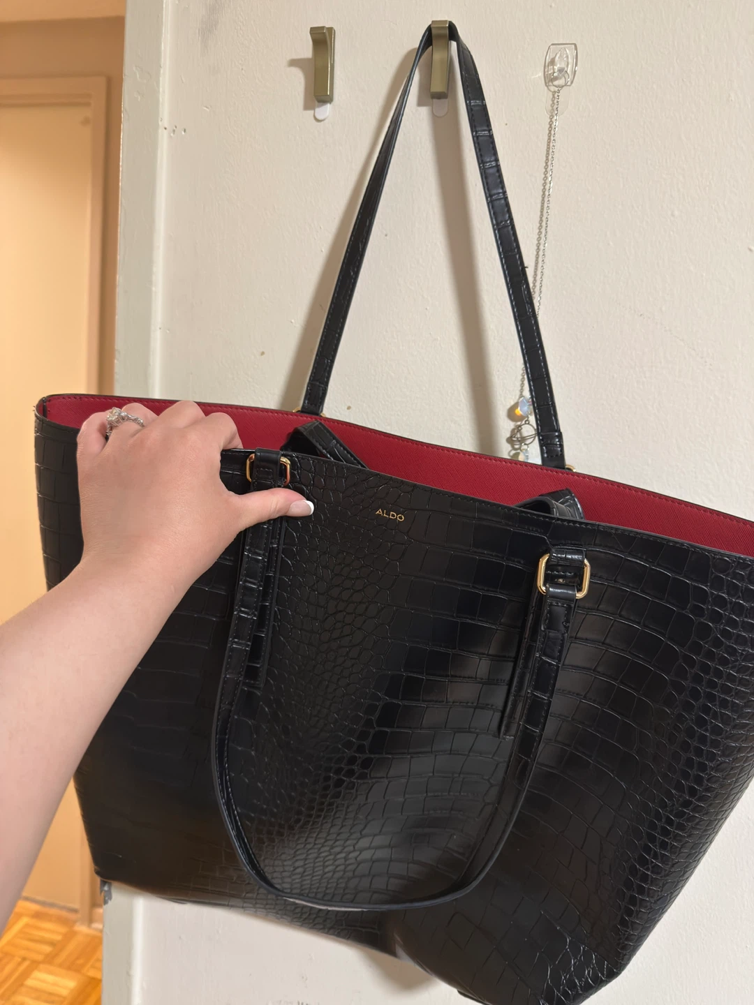 ALDO 2-Piece Black Faux Croc Bag Set - photo 3